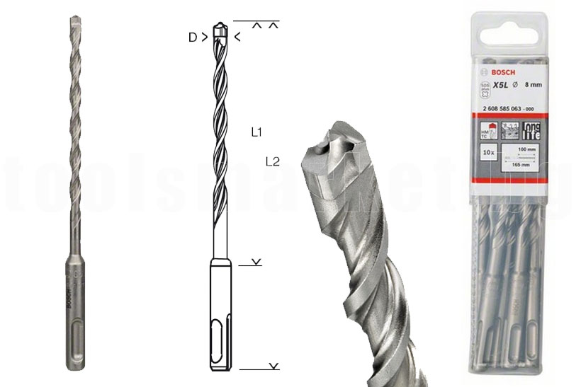 Bosch Свредло за перфоратор SDS-plus-7(X5L), армиран бетон 6.0x150x215 mm (10 броя)_2 608 585 060